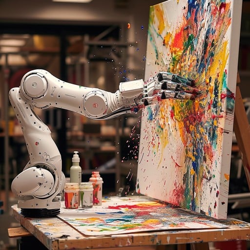 robot arm painting on a canvas